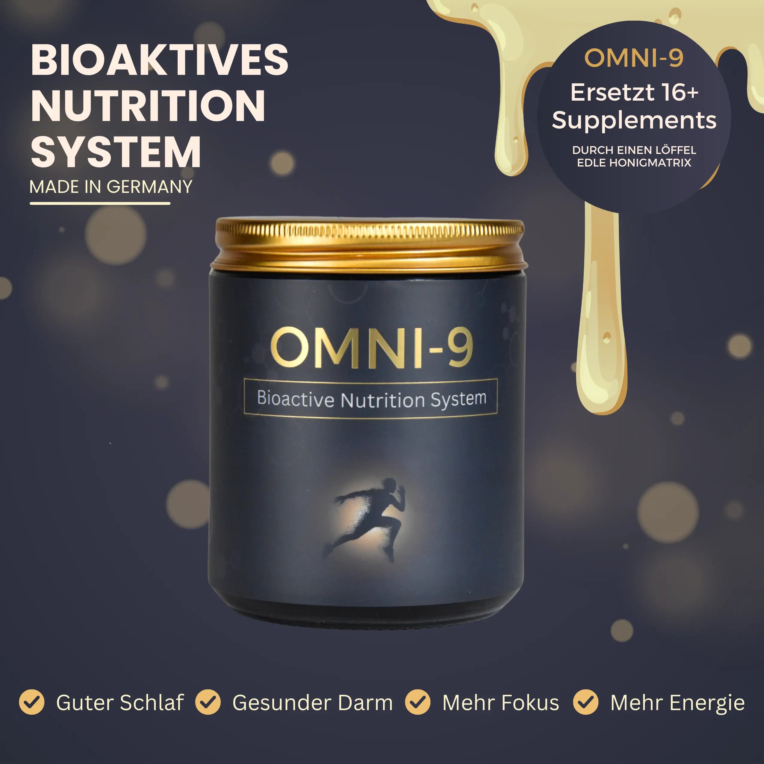 OMNI9 Bioaktives Nutrition System – Glas mit enzymaktiver Honigmatrix
